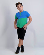 Cobalt and Emerald Contrast Tee