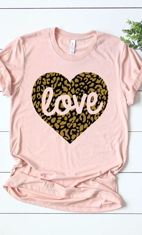 Love Leopard Heart Graphic Tee T-Shirt PLUS