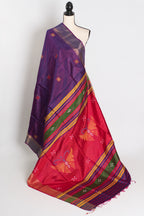 Pritha : Lightweight Bishnupur Katan Silk Saree in Purple and Red