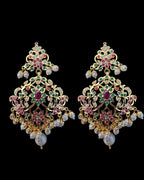 C571  Gold plated jadau choker in navratan ( READY TO SHIP )