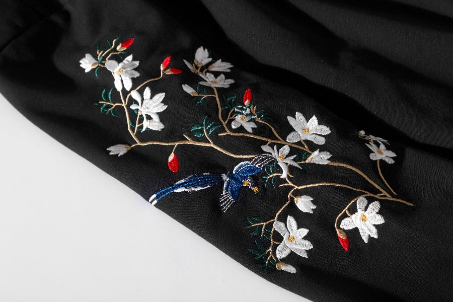 KH9083 Flowers Birds Embroidery Hoodie