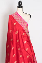 Radha : Zardosi Hand Embroidery Work Red Bridal Banarasi Saree