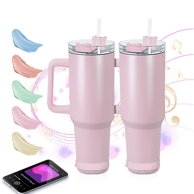 40oz Sublimation Macaroon Bluetooth Speaker Tumblers Stainless With Handle Tumblers