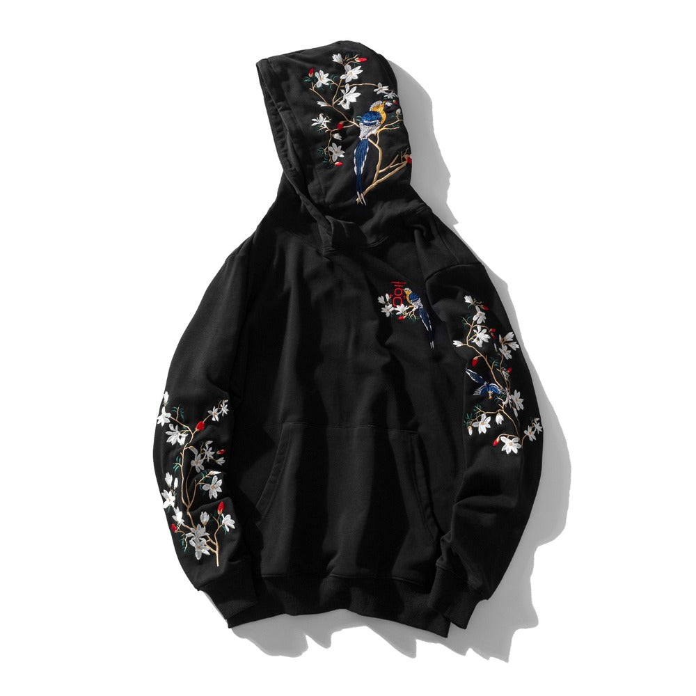 KH9083 Flowers Birds Embroidery Hoodie