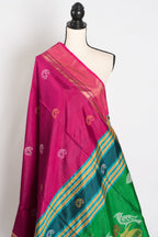 Mridula : Lightweight Bishnupur Katan Silk Saree in Purple and Green