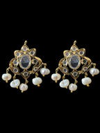 ET25 Hyderabadi real stones with fresh water pearl tops ( READY TO SHIP )