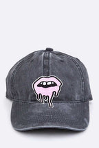 Dripping Lips Embroidered Patch Cap