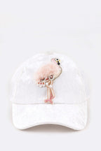 Flamingo Distressed Velour Cap