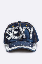 Crystal SEXY Embelished Fashion Denim Cap