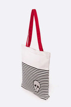 Sequins Skull Patch Fashion Canvas Tote