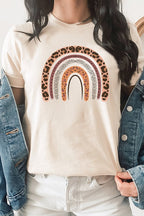 Leopard Brown Boho Rainbow Graphic Tee T-Shirt