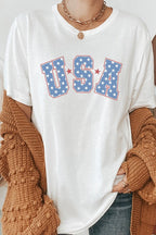 Starred USA Patriotic Graphic Tee T-Shirt