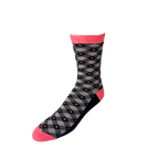Pink, Grey Diamond Bamboo Socks