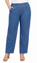 Women's Lightweight Pull-On Denim Jeans — Elastic Waist No Zipper