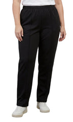 Women's Classic Pull-On Poly Knit Pants — Elastic Waist Dress Slacks