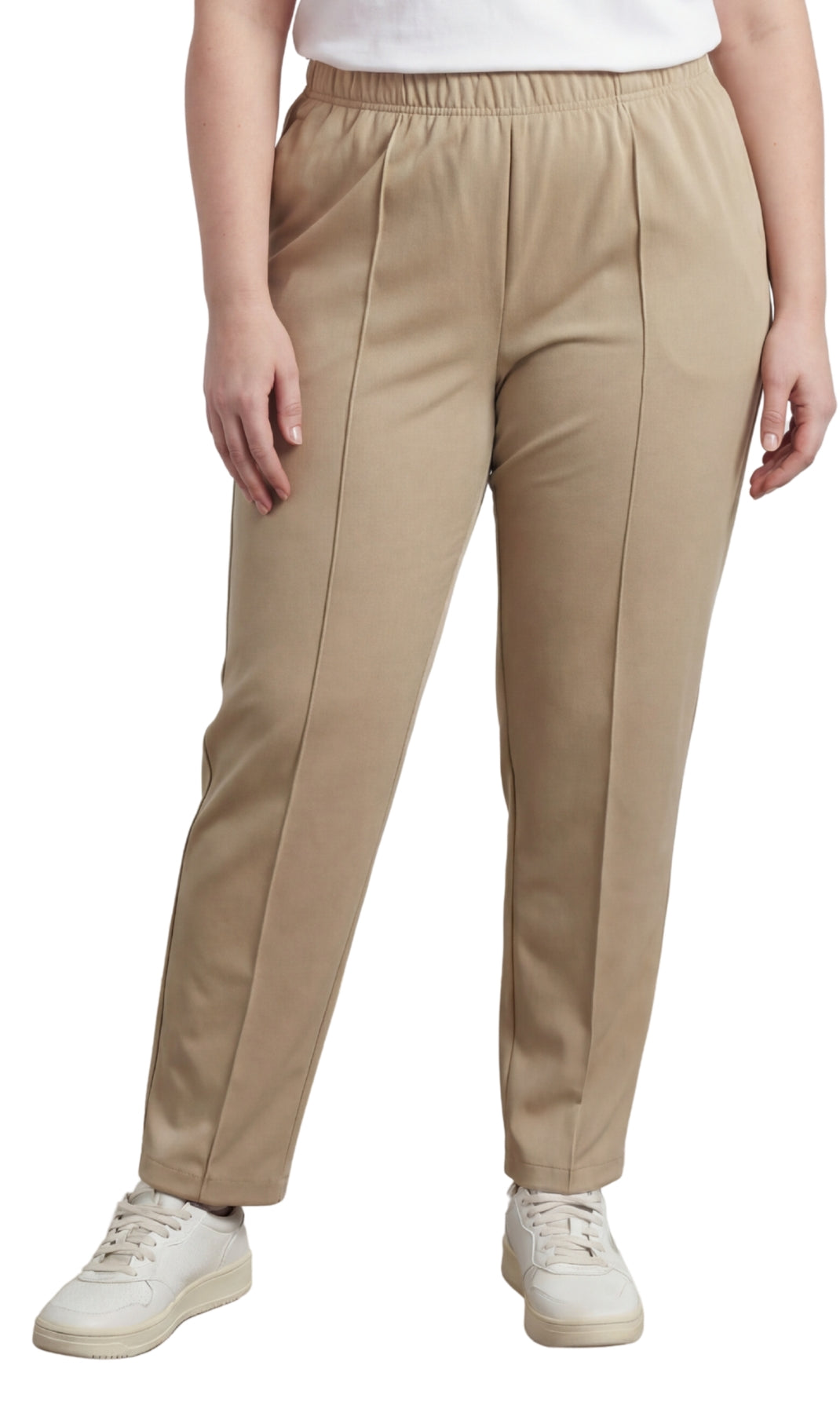 Women's Classic Pull-On Poly Knit Pants — Elastic Waist Dress Slacks