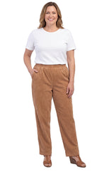Women's Pull-On Fine Wale Corduroy Pants — Soft Covered Elastic Waist