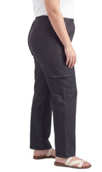 Women's Pull-On Denim Cargo Pants — Elastic Stretch Waist