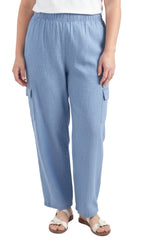 Women's Pull-On Denim Cargo Pants — Elastic Stretch Waist