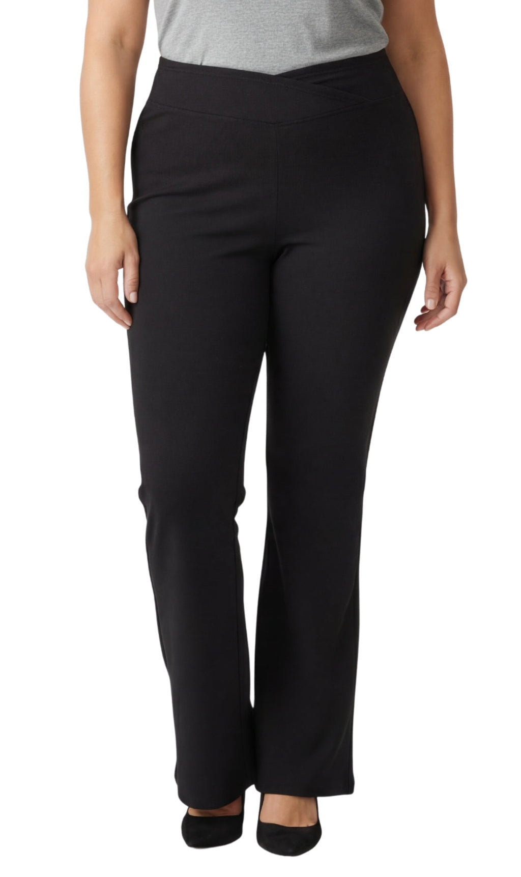 Women's Bootcut Flare Leggings — Pull-On Cotton Stretch with Crossover Waist