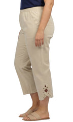 Women's Lightweight Capri Pants with Studded Hem Detail