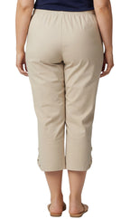 Women's Lightweight Capri Pants with Studded Hem Detail