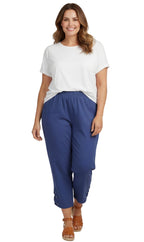 Women's Lightweight Capri Pants with Studded Hem Detail