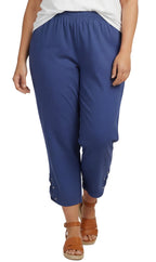 Women's Lightweight Capri Pants with Studded Hem Detail