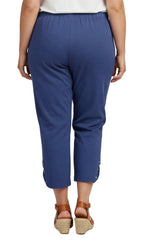 Women's Lightweight Capri Pants with Studded Hem Detail