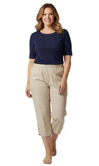 Women's Lightweight Capri Pants with Studded Hem Detail