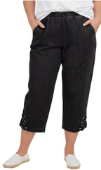 Women's Lightweight Capri Pants with Studded Hem Detail
