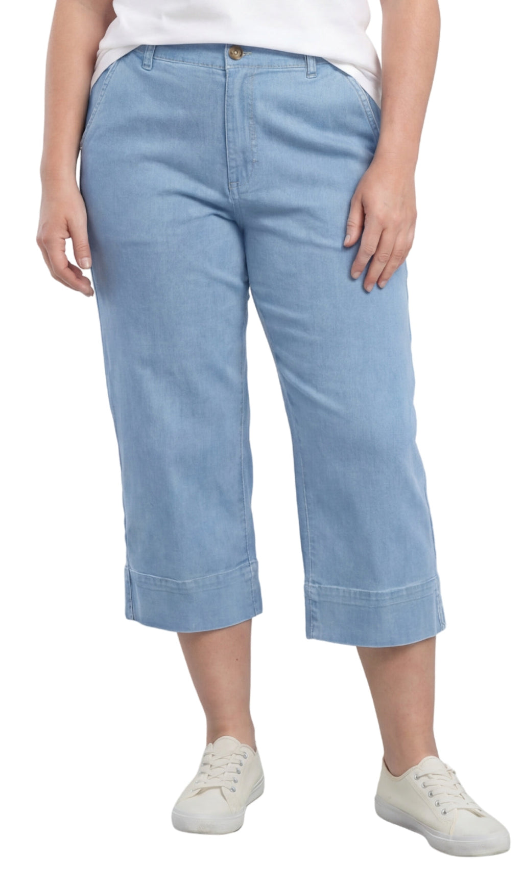 Women's Straight Leg Denim Capri Pants — Lightweight Cotton Blend