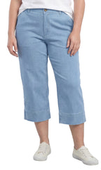 Women's Straight Leg Denim Capri Pants — Lightweight Cotton Blend