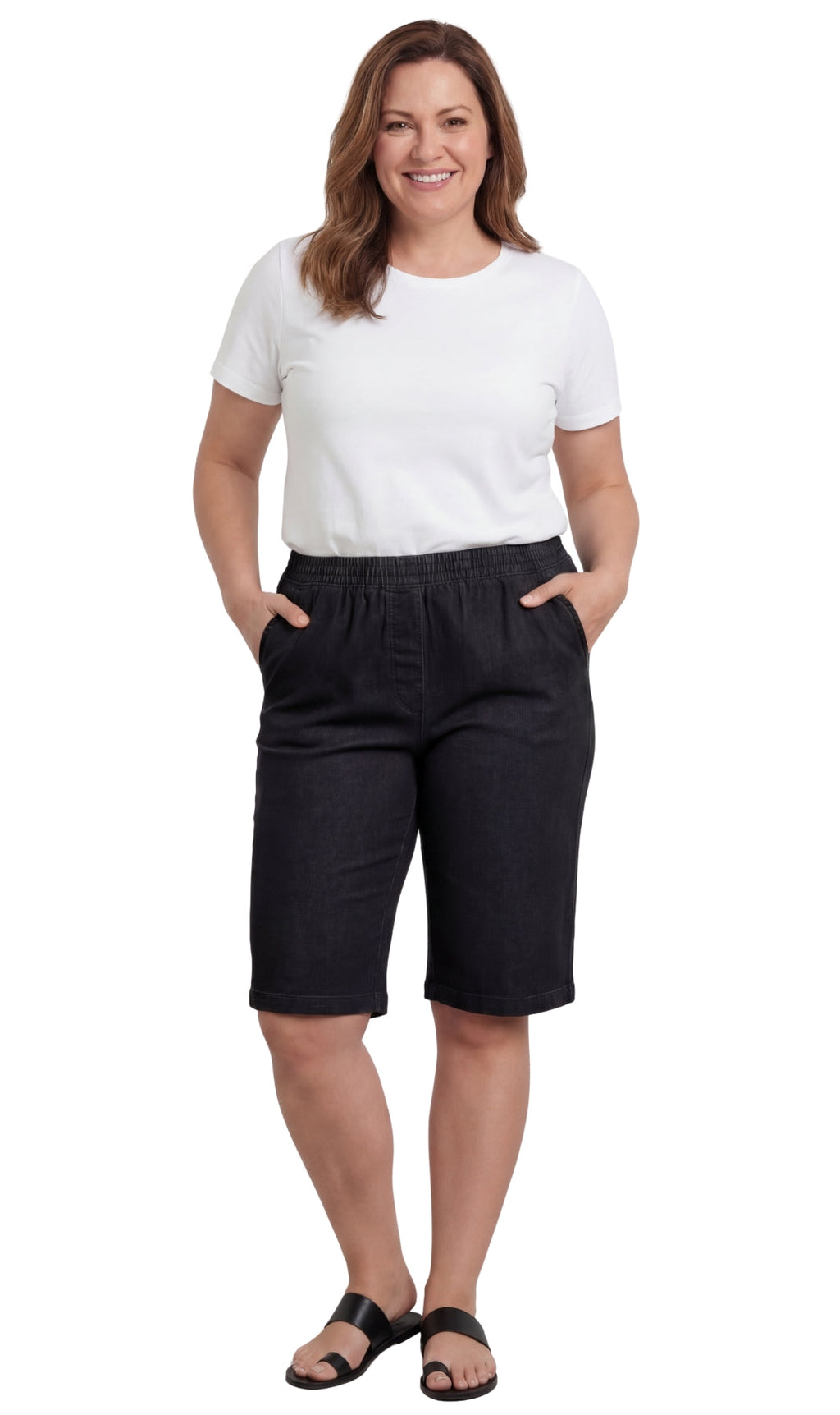 Women's Easy Pull-On Bermuda Shorts in Denim and Twill
