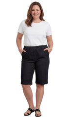 Women's Easy Pull-On Bermuda Shorts in Denim and Twill