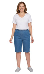 Women's Easy Pull-On Bermuda Shorts in Denim and Twill