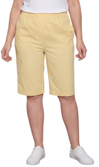 Women's Easy Pull-On Bermuda Shorts in Denim and Twill