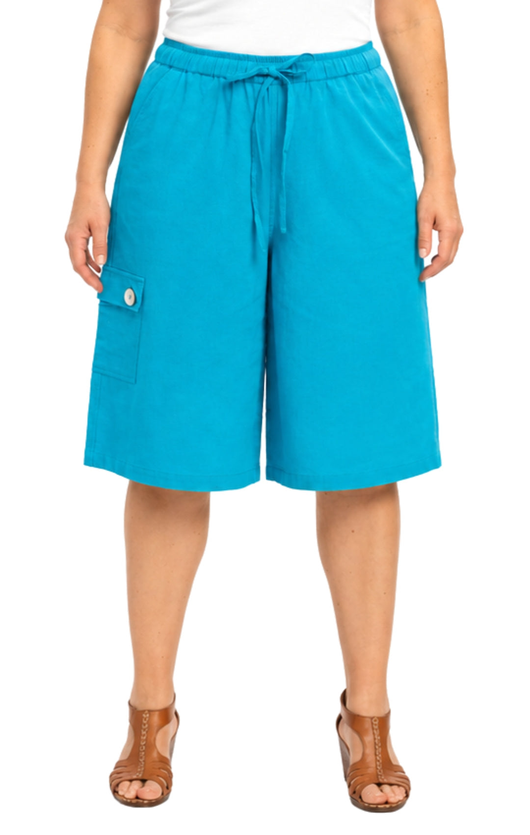 Women's 100% Calcutta Cotton Split Skirt Culottes with Cargo Pockets