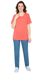 Women's Short Sleeve Crew Neck T-Shirt — Relaxed Fit Cotton Blend