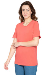 Women's Short Sleeve Crew Neck T-Shirt — Relaxed Fit Cotton Blend