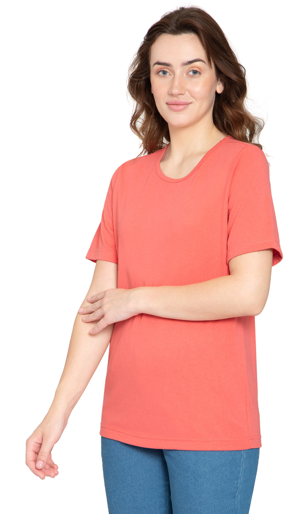 Women's Short Sleeve Crew Neck T-Shirt — Relaxed Fit Cotton Blend