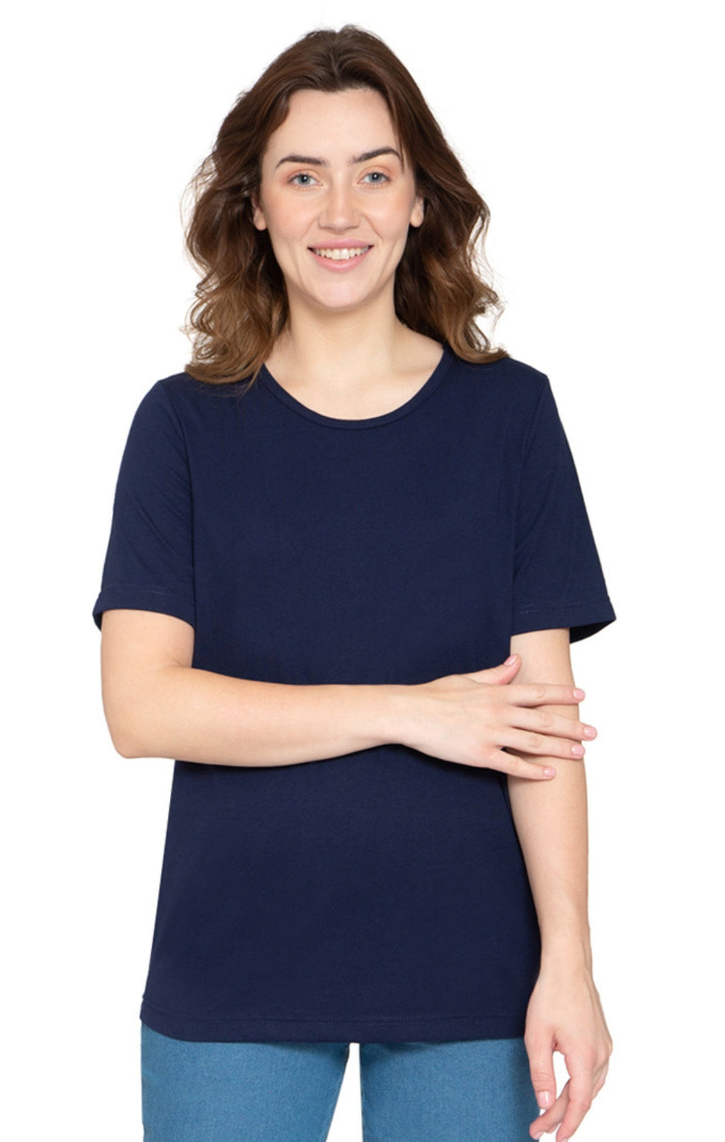 Women's Short Sleeve Crew Neck T-Shirt — Relaxed Fit Cotton Blend
