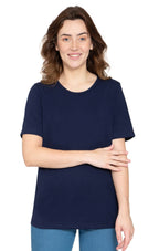 Women's Short Sleeve Crew Neck T-Shirt — Relaxed Fit Cotton Blend