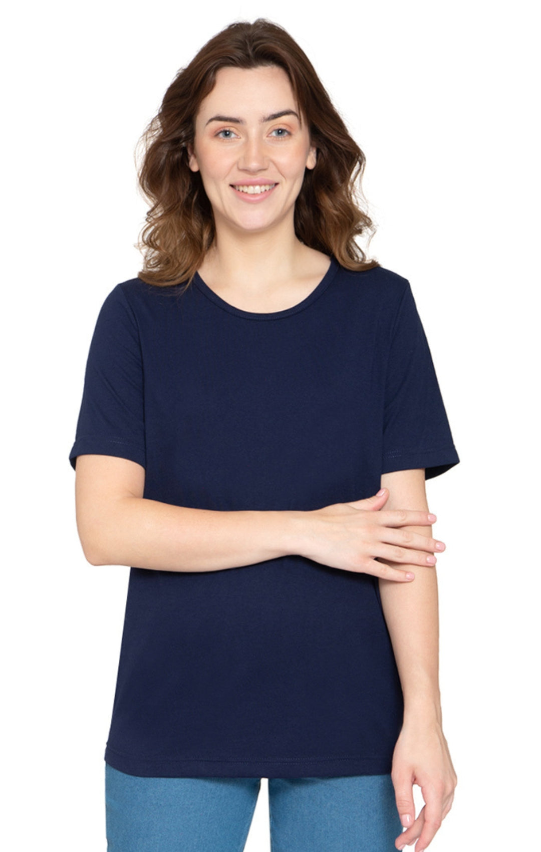 Women's Short Sleeve Crew Neck T-Shirt — Relaxed Fit Cotton Blend
