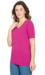 Women's Short Sleeve V-Neck T-Shirt — Wrinkle Resistant Cotton Blend