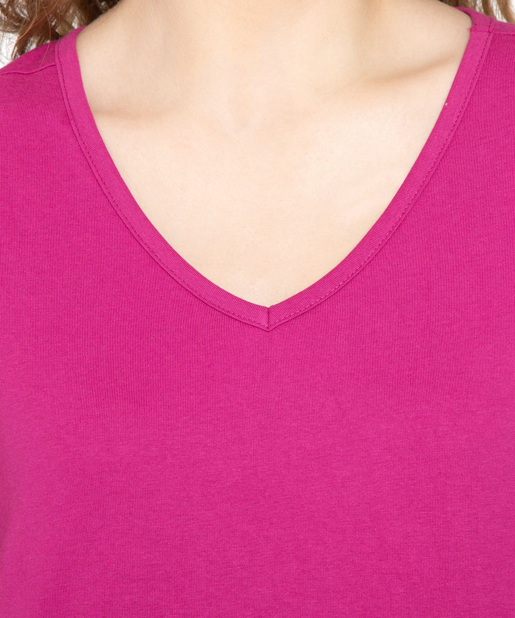 Women's Short Sleeve V-Neck T-Shirt — Wrinkle Resistant Cotton Blend