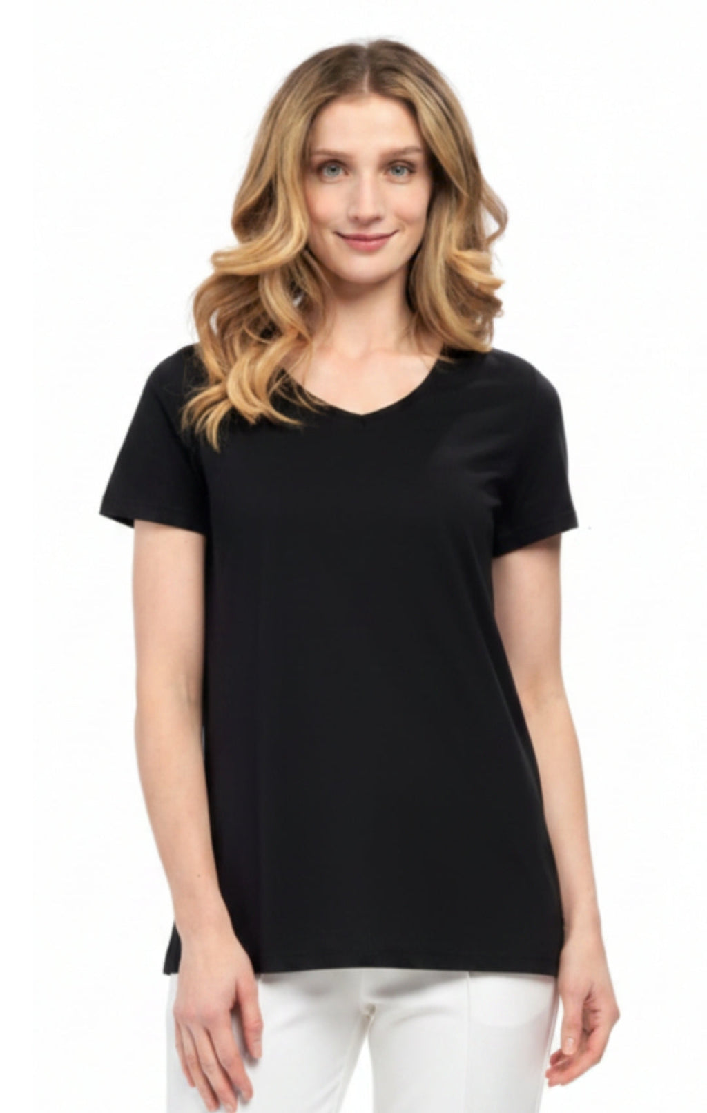Women's Short Sleeve V-Neck T-Shirt — Wrinkle Resistant Cotton Blend