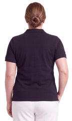 Women's Short Sleeve Pique Knit Polo Shirt — Relaxed Fit Cotton Blend