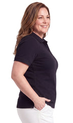 Women's Short Sleeve Pique Knit Polo Shirt — Relaxed Fit Cotton Blend