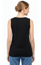 Women's Rhinestone Notch V-Neck Sleeveless Knit Tank Top